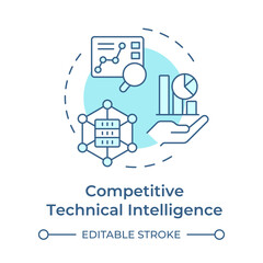 Competitive technical intelligence soft blue concept icon. Reverse engineering application. Market research. Round shape line illustration. Abstract idea. Graphic design. Easy to use in article