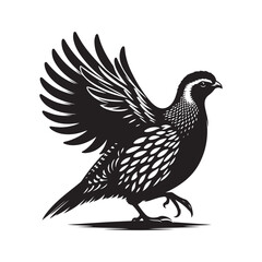 Fototapeta premium Vector Silhouette of Quail Bird on White Background.