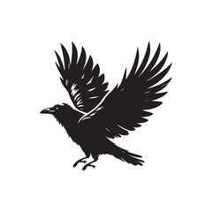 Obraz premium Silhouette Vector of Crow/Raven Bird on White Background.