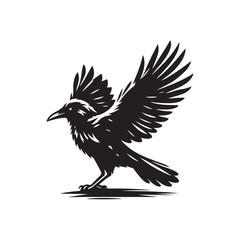 Silhouette Vector of Crow/Raven Bird on White Background.