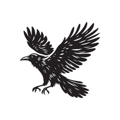 Crow and Raven Bird Silhouette Vector Illustration.