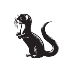 Weasel Silhouette Vector Art on White Background.