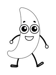 cartoon banana character coloring page for kids