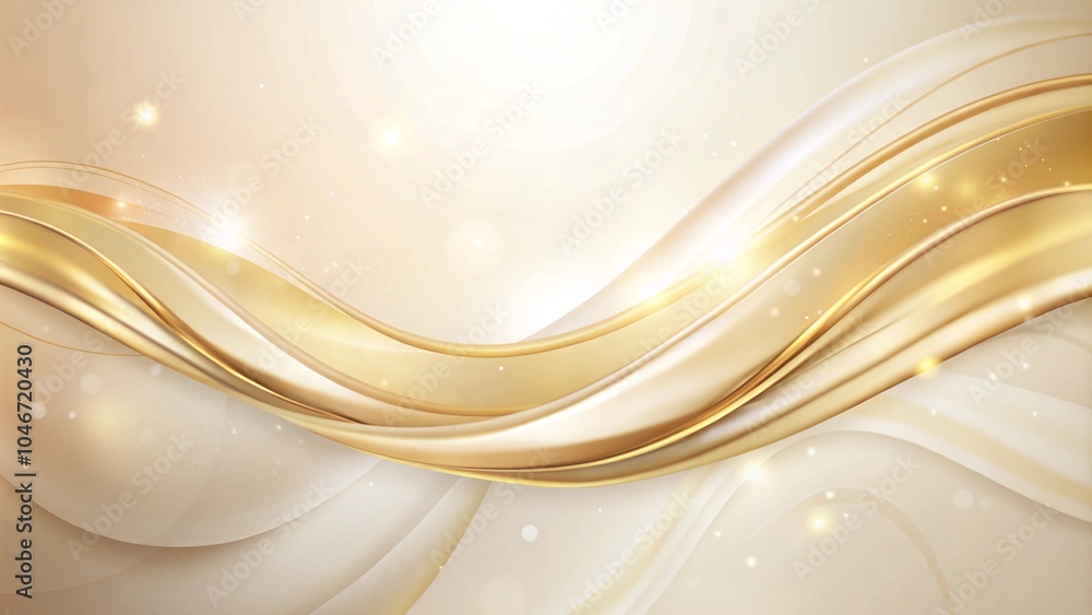 Poster abstract gold banner poster with dynamic technology white wave shape with futuristic concept backgro