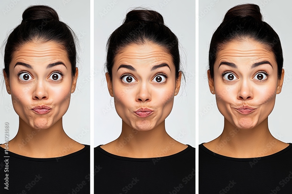 Poster artificial inteligence that scan your face to recognise emotion on it. picture of 4 diffrent people 