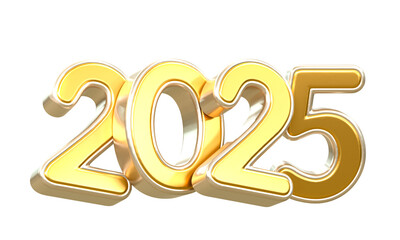 3d rendering Happy new year 2025 gold 3d text effect banner design template