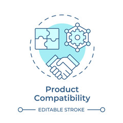 Product compatibility soft blue concept icon. Reverse engineering usage. System interoperability. Round shape line illustration. Abstract idea. Graphic design. Easy to use in article