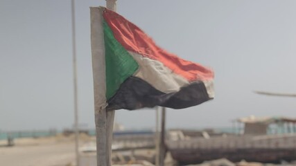 Sudan, Red Sea State, sudanese flag in the wind