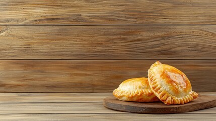 Two pastries on a wooden table