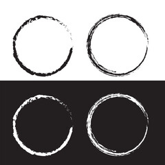 grunge circle brush for frame set . vector illustration.