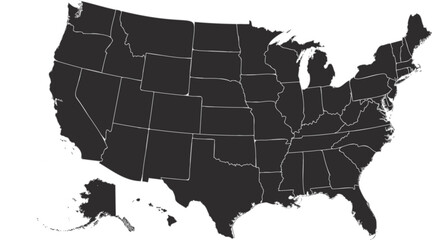USA map with states isolated on a white background. United States of America map. Vector illustration