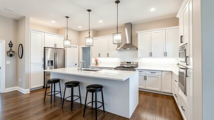 Fototapeta premium Elegant Contemporary Kitchen and Dining Space with Sophistication