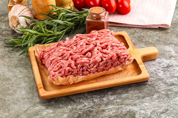 Raw uncooked red minced meat