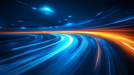 Speed line in blurred blue background, futuristic abstract background