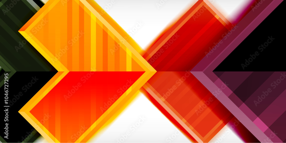 Aufkleber Arrow symbols created with 3d effects and line texture geometric abstract background