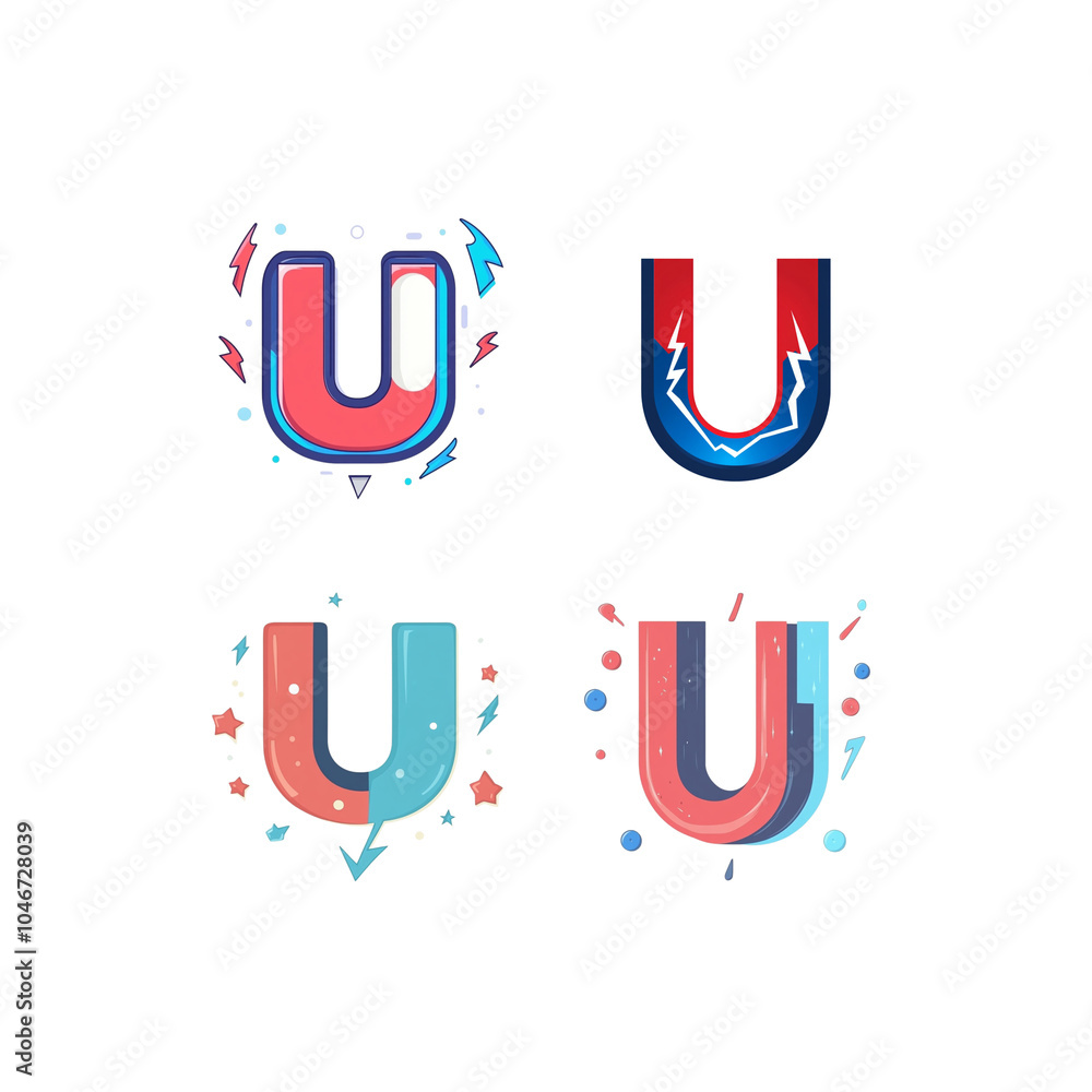 Poster red and white simple vector logo of the letter 