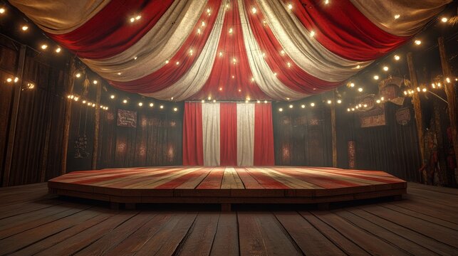 3d render circus background with a podium and lighting