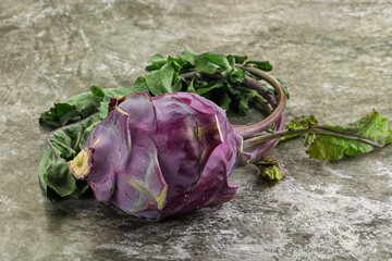 Ripe fresh violet kohlrabi cabbage