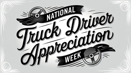 National Truck Driver Appreciation Week lettering in retro style, party greeting card, calligraphy poster, generative AI