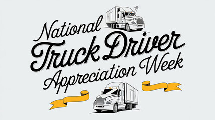 National Truck Driver Appreciation Week lettering and truck illustration, party greeting card, calligraphy poster, generative AI