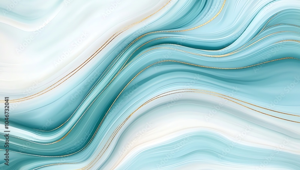 Poster elegant turquoise and white marble texture background with flowing, smooth patterns. ideal for desig