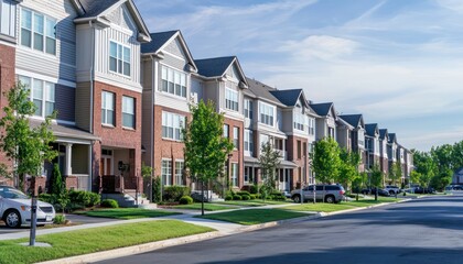 Modern apartments in a suburban setting highlight newly built living spaces.