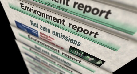 Net zero emissions green energy newspaper printing media