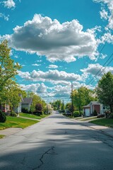 Naklejka premium Distinctive clouds enhance the serenity of a calm suburban street.