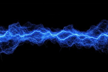 Fototapeta premium Electric blue lightning energy on black background
