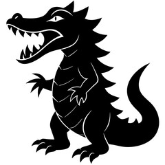  Angry crocodile silhouette vector illustration