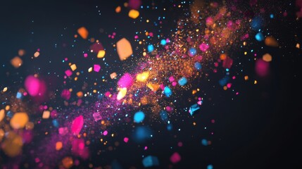 Colorful particles creating shapes
