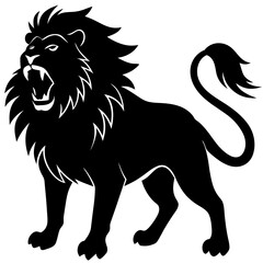 Angry lion silhouette vector illustration