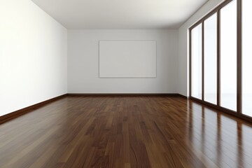 Fototapeta premium Modern minimalist interior with blank canvas on wall