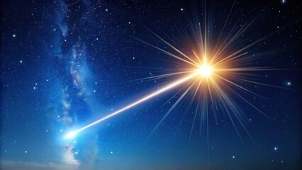 Obraz premium A close-up of a shooting star streaking across the sky with a bright flash, comet, speed, brightness