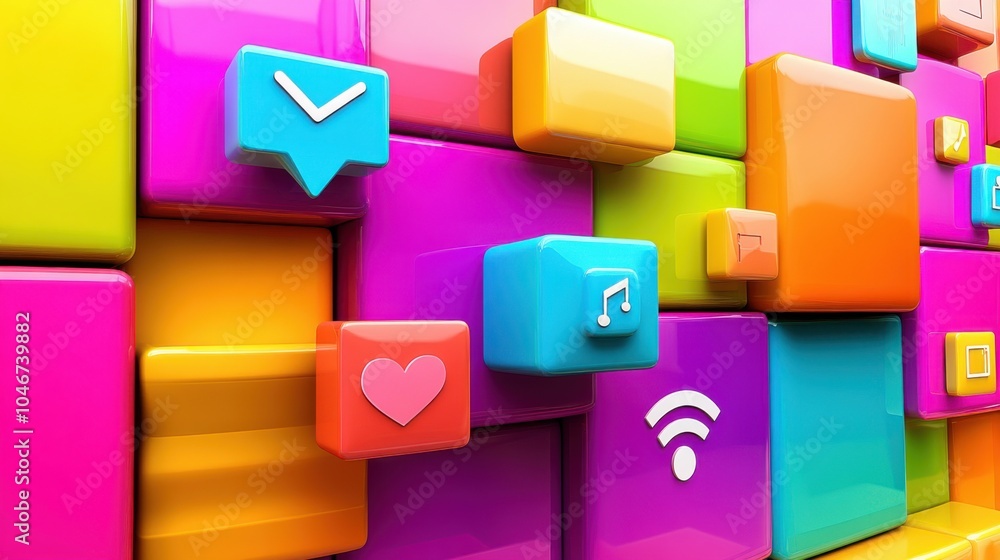 Poster colorful 3d vector design for interactive devices