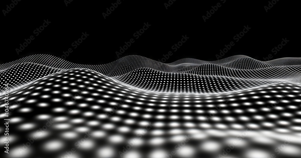 Poster abstract background with polygonal mesh and glowing lines on dark blue