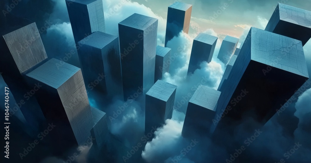 Aufkleber abstract background with low-poly geometric shapes and glowing particles