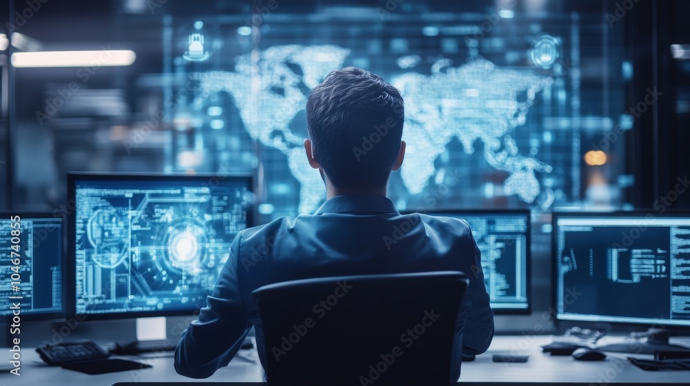 Poster a cybersecurity training program being conducted remotely, teaching employees how to recognize and a