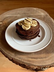 chocolate pancakes with banana
