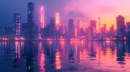 Fototapeta premium The Vibrant City at Dusk