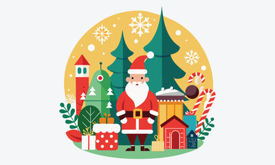 Christmas Day, Santa vector design white background illustration Generative Ai