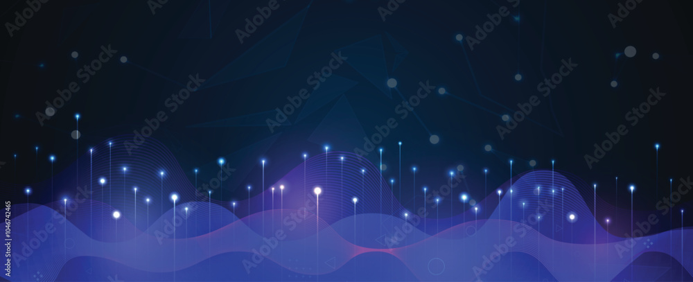 Aufkleber abstract digital light ray technology vector background with glowing particles