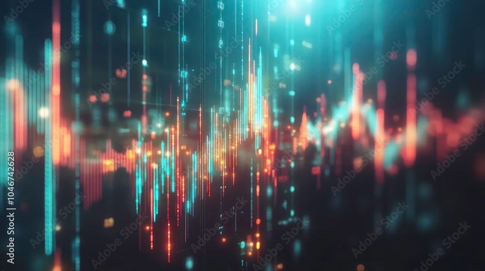 Poster Abstract background with colorful glowing lines and bokeh lights.