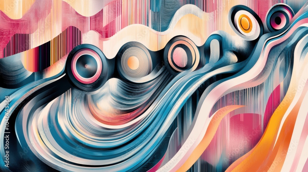 Poster abstract sound wave vector design with dynamic elements