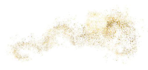 Gold glitter abstract stroke waves  wash shiny shape. Luxury element gold, shiny, design. Golden sequins glow with many lights. Glittering dust. Luxurious background of golden particles.