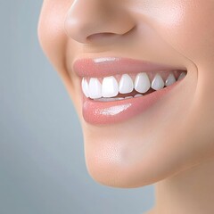 Obraz premium Close Up, Perfect Smile. Teeth Whitening. Dental Care. Woman Smiling With Healthy White Teeth.