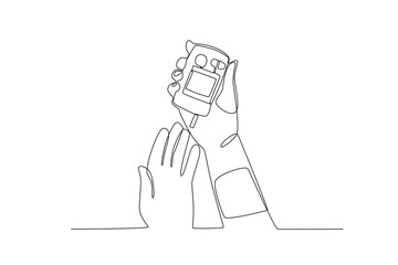 Continuous one line drawing of Checking blood glucose levels, International diabetes day

