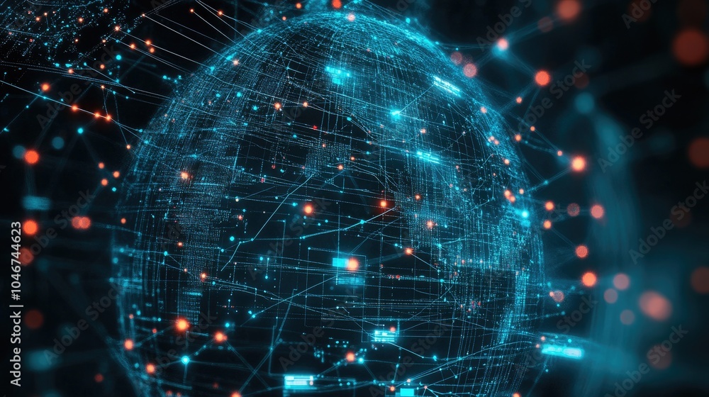 Aufkleber abstract digital globe with lines. illustrates global network, internet connection, and data transfe