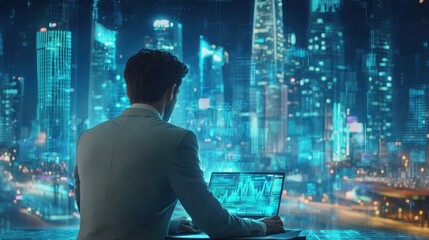 Fototapeta premium The Businessman with Laptop