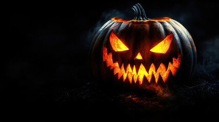 Fototapeta premium Halloween Horror Pumpkin with Fangs